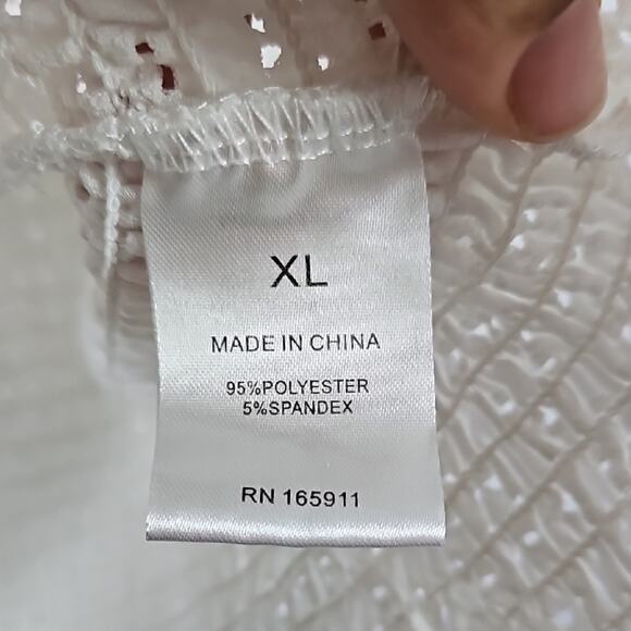 Grace+Karma Smocked Top size XL White Prairie Milk Maid Boho Fairy Coquette - Picture 9 of 10